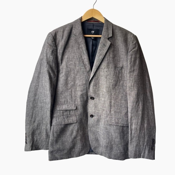 H&M Other - H&M Mens Linen Blazer Size 40R Gray Two Button